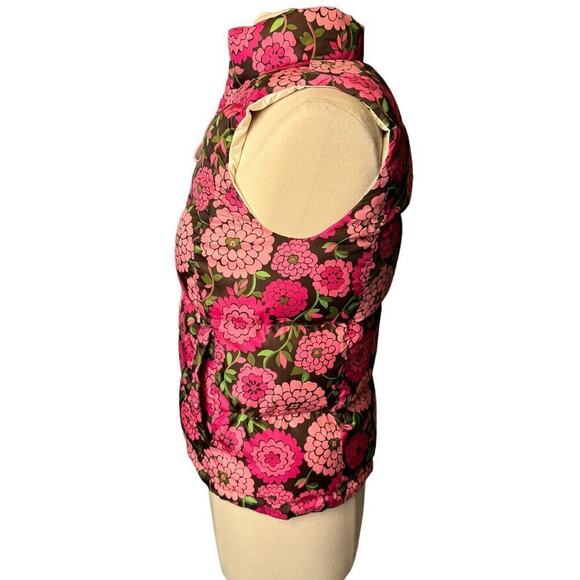 Lilly Pulitzer DOWN PUFFER Reversible Vest Pockets Zip XS Pink Floral White - Picture 4 of 10